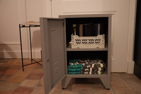 Image 1 of 1x Vipack Bedside table, Bronxx with door metal-matt gray