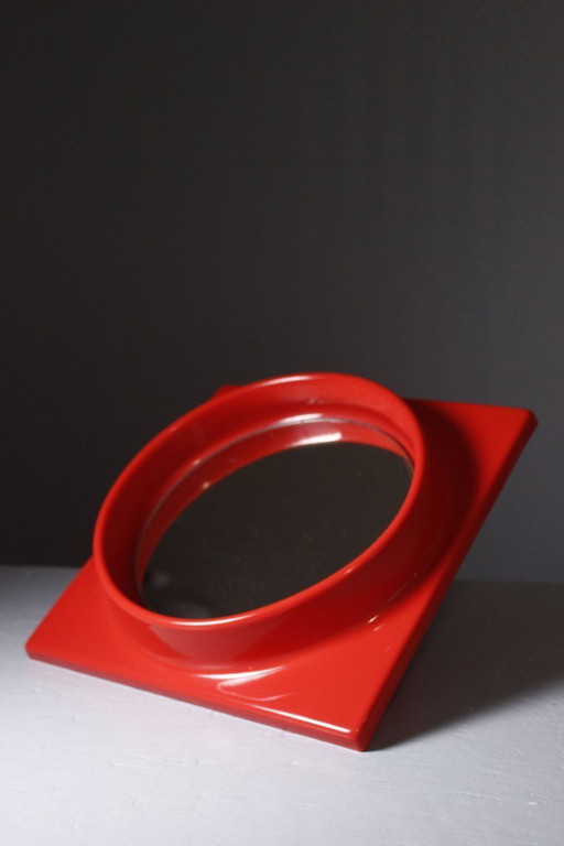 Spiegel im Space-Age-Design der 1970er Jahre, ARTIPRESENT, glänzend rot, ABS