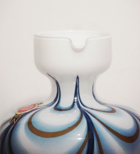 Image 1 of Vintage Opaline Florence Italian Art Glass Pitcher - Mid-Century Modern