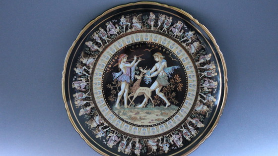 Image 1 of Placa de pared con pintura en oro de 24 quilates, hecha a mano por Ibiscus Keramik Grecia.