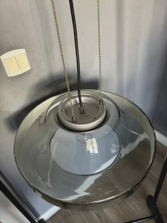 Peill & Putzler Pendant Lamp, 1970s vintage retro space age germany, Glass, Chrome, Transparent (photo 4 of 7)