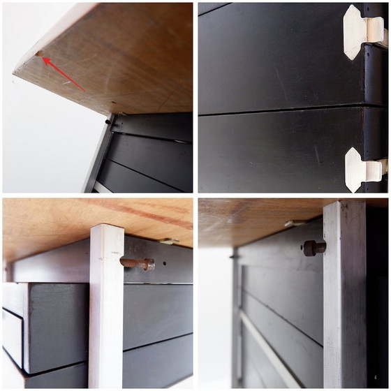 Image 1 of Escritorio compuesto por pedestales de madera de Bergwood y tablero con chapa de madera Boomerang - década de 1970