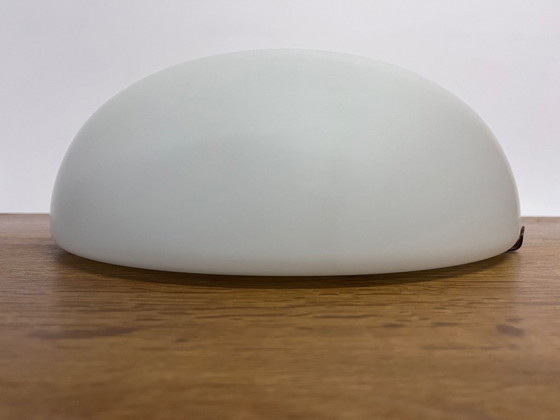 Image 1 of Mid Century Wit Mat Glas Plafonnière Gispen Stijl Ø 35 cm