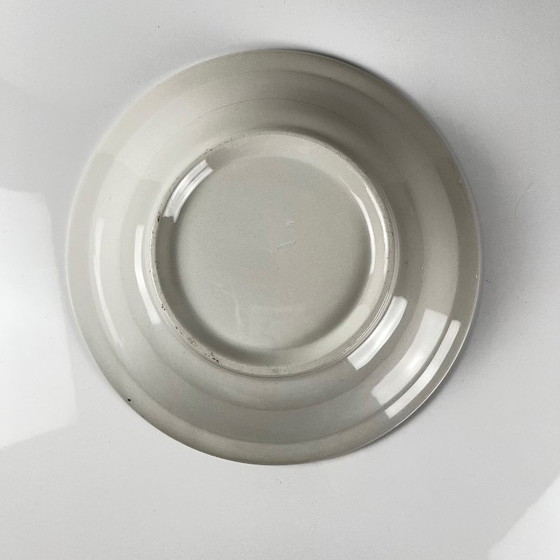 Image 1 of Insalatiera in terracotta blu con decorazioni floreali e uccelli, inizio XX secolo