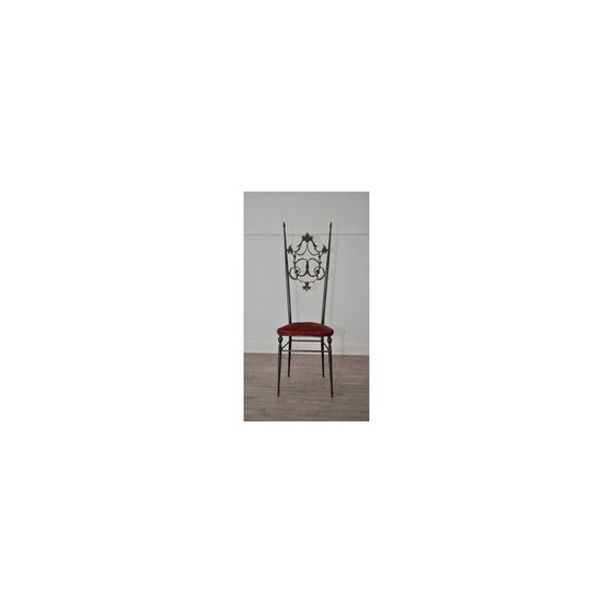 Image 1 of Pair of vintage brass and velvet Chiavarine side chairs