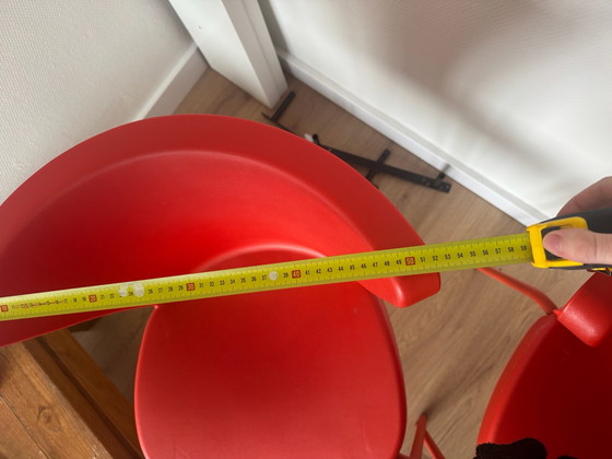 2x IKEA Designer Nicholai Wiig Hansen Stühle, Esszimmerstühle, Metall, Kunststoff, Rot (Foto 10 von 10)