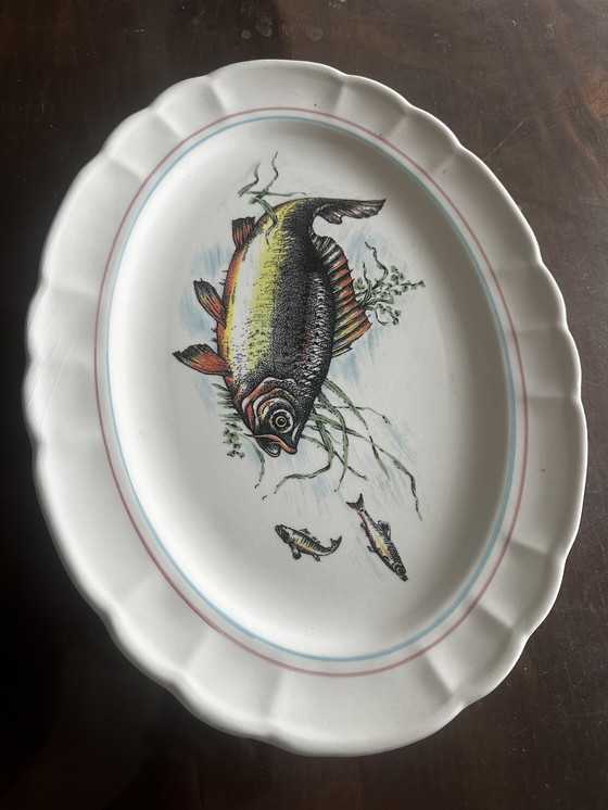 Image 1 of Plat à Poisson Vintage en Céramique " Ceramica Castellana " 36/27 cm