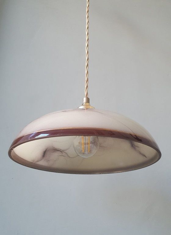 Image 1 of Set di lampade a sospensione vintage in opalino marmorizzato