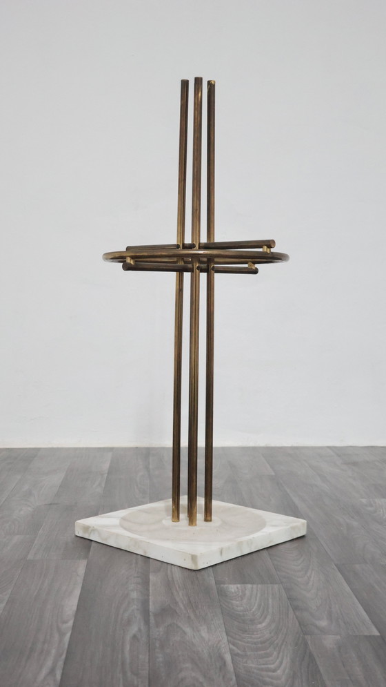 Image 1 of Renato Zevi Metalarte Umbrella Stand Marble And Brass Design Modernism