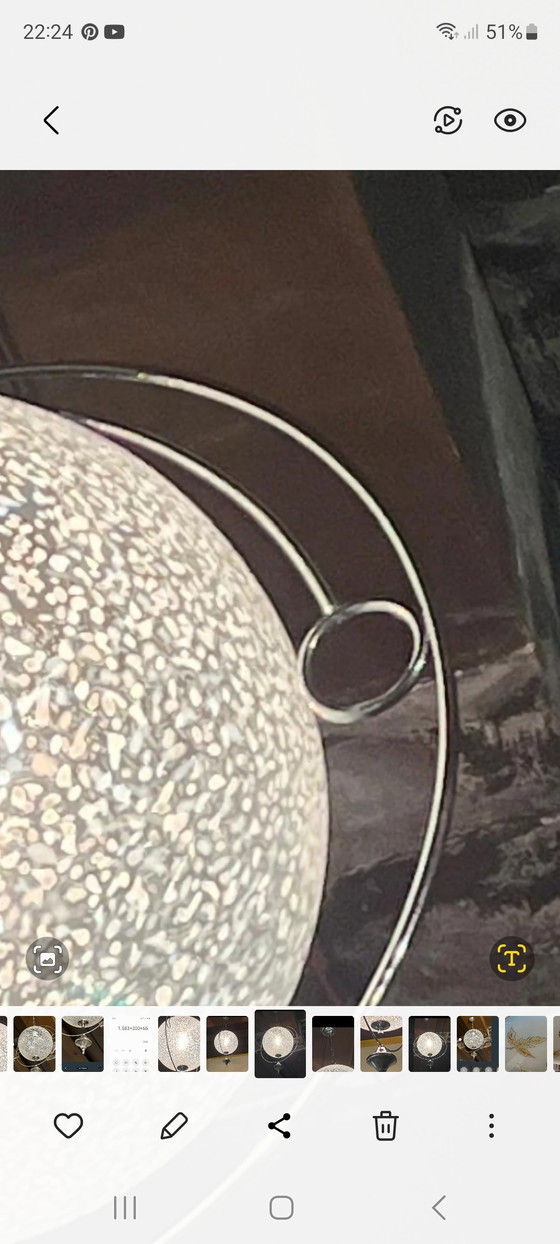 Image 1 of Rare Italian vintage frosted glass pendant lamp - Murano style - 1960s/70s