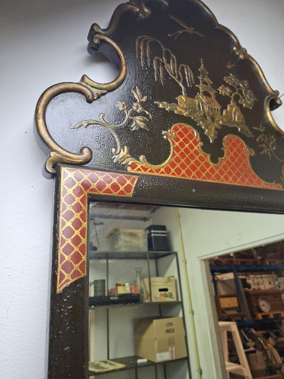 Image 1 of Miroir vintage chinoiserie noir et or