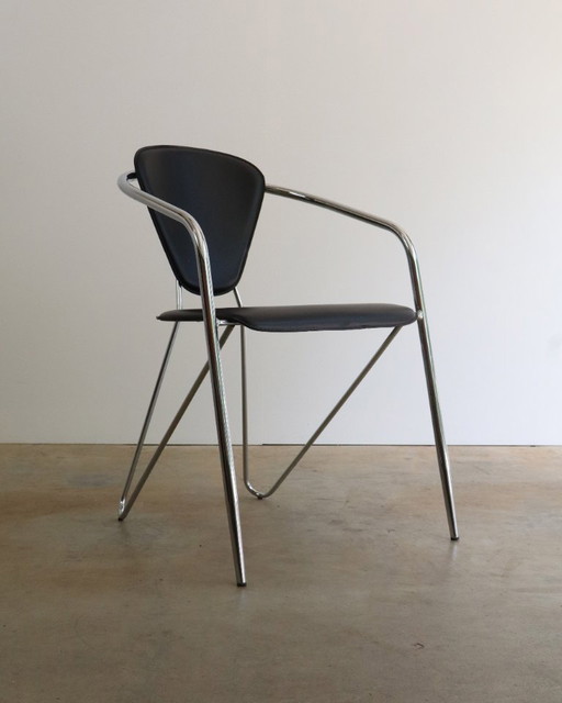 2x Effezeta Italian vintage tubular frame chairs
