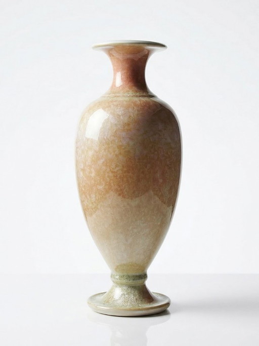 Jarrón balaustre, cerámica, esmalte cristalino, Bernard Guipouy, Atelier du Bol Doré