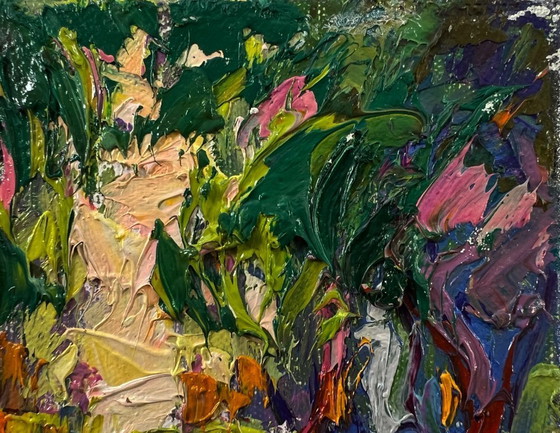 Original-Ölgemälde: Sommerliche Straßenlandschaft, Spaziergang im Park – Gemälde & Zeichnungen, Canvas (photo 4 of 8)