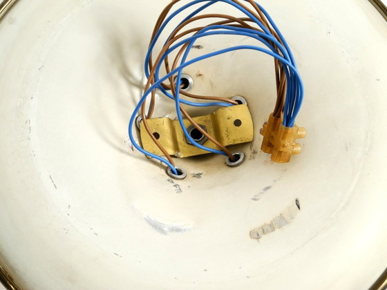 Image 1 of Very rare 5-arm mid-century modern metal bag ceiling lamp with round white reflector