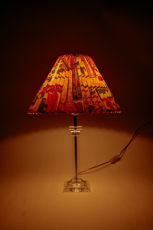 Vintage tafellamp van messing met plexiglas, jaren 90