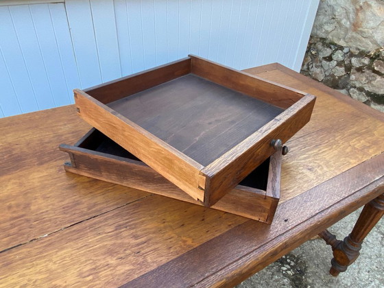 Image 1 of Schreibtisch mit 2 Schubladen, massive Eiche, 130 x 71 cm