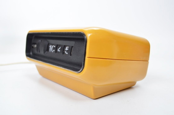 Image 1 of Space Age Alarm Clock Sankyo 4000 / Ocher - Yellow / 1970's Vintage Flip clock