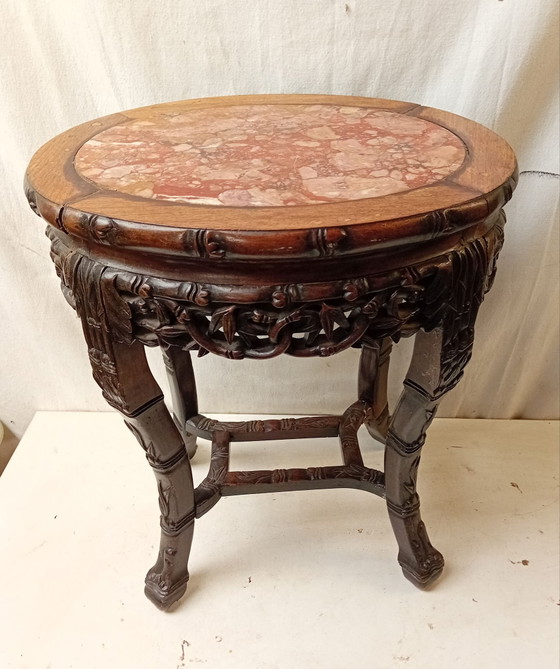 Antique Chinese Plant Stand – Plant table, Marble, Wood (photo 12 of 13)
