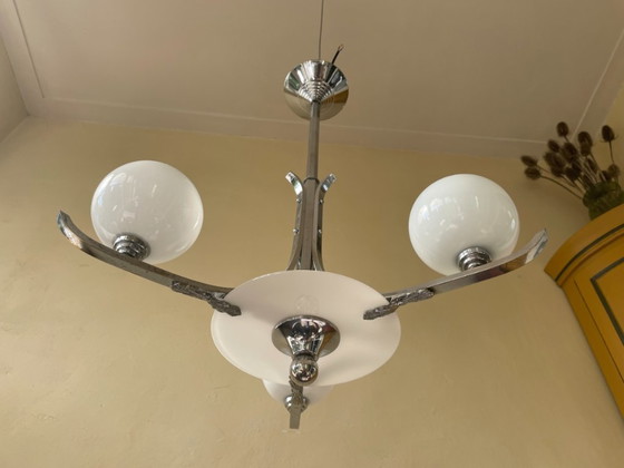 Image 1 of Hängelampe Deckenlampe Lampe Art Deco 1930 Französisch