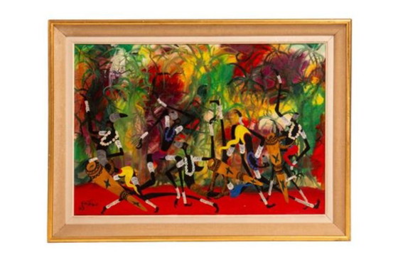 Marcel Gotène The Parade, Dated 1963 Oil on Canvas – Paintings & Drawings, Wood (photo 4 of 5)