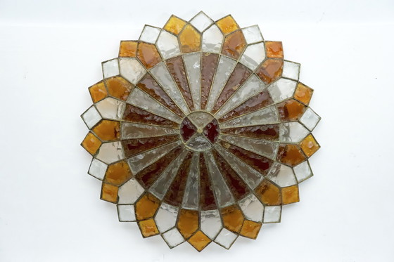 Image 1 of Riesige runde Muranoglas-Deckenlampe von Poliarte, Italien, 1970er Jahre.