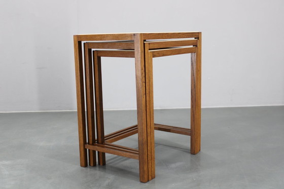 Image 1 of 1940er Art Deco Nisttische mit Opaxglasplatte, Tschechoslowakei