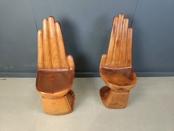 Image 1 of Paire de chaises en teck façonnées à la main, 1970