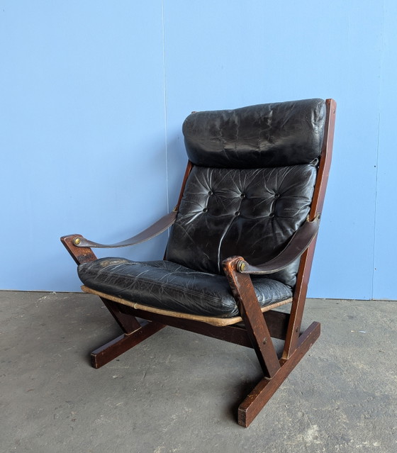 Image 1 of Mid century brutalist safari fauteuil- Aarflot Møbler 