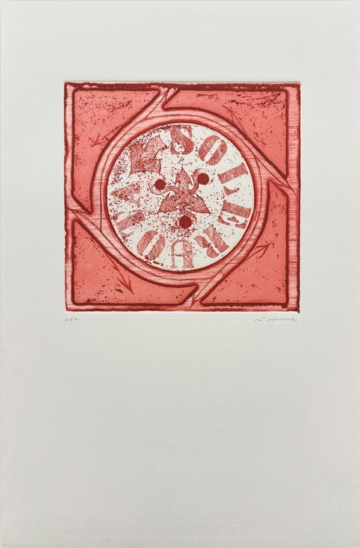 Giò POMODORO (Signic Abstraction). "Sun" - Etching/Aquatint. Rare Artist's Proof (PA)