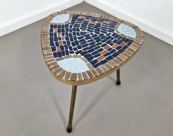 Table porte-plantes mosaïque Mid-Century (2), Laiton, Mid Century Modern (photo 4 sur 8)