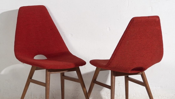 Sedie stile vintage rosso bordeaux (c.1950). Set di 2 pezzi #3 – Sedie da pranzo, Wood (photo 3 of 40)