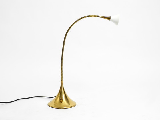 Image 1 of 1980s Brass Halogen Table Lamp by Florian Schulz Model Esa with Gooseneck