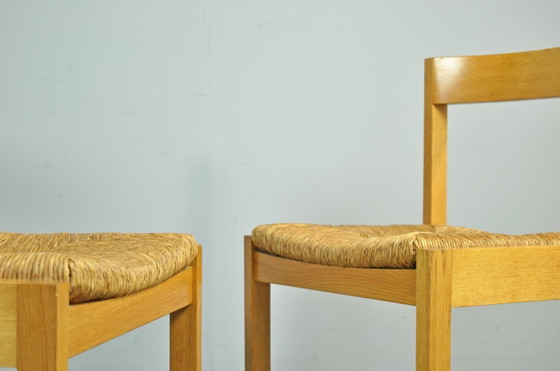 Image 1 of Vintage oak dining chairs with wicker seats, DUTCH DESIGN by Gerard Geytenbeek, 1960s