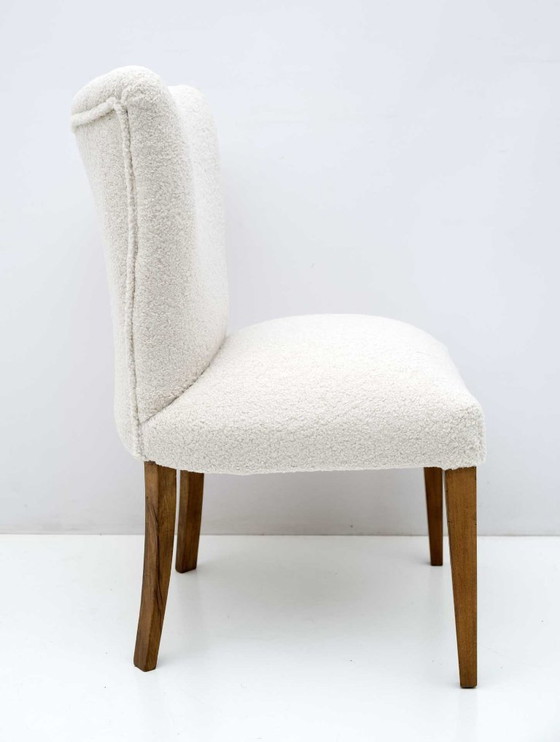 Image 1 of Kleiner italienischer Mid-Century Modern Bouclé-Sessel, 1950er