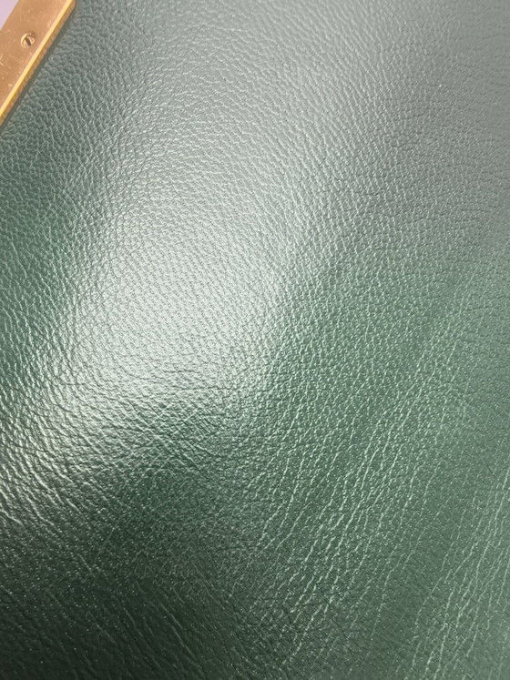 Image 1 of Sac à main Prada en cuir noir/marron brossé or