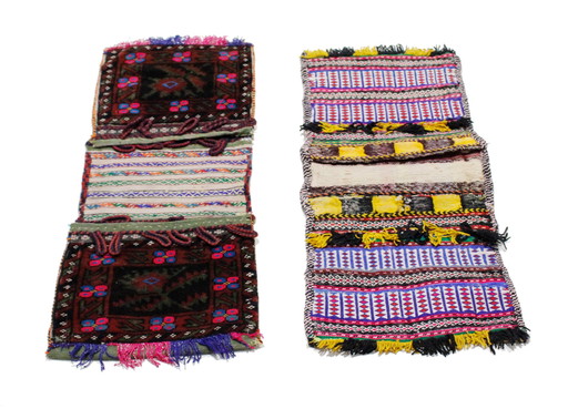 2x Original Handgeknüpfte Salz Tasche Aus Echter Wolle, Khurjin, Afghan Deco 70x30 cm