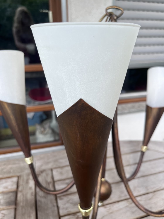 Image 1 of Bonalux Mid Century Trompetkroonluchter – Hanglamp met 5 vlammen uit de jaren 60/70