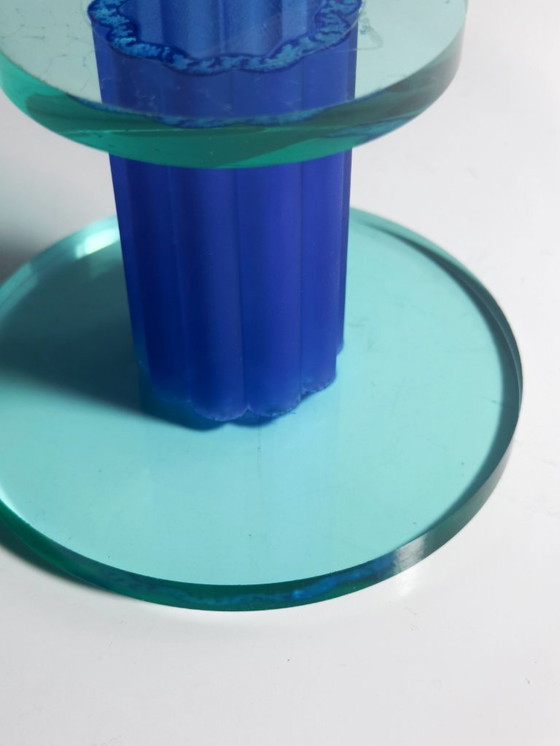 Image 1 of Vintage Postmoderne große Tortenplatte Fuß Schale Montana Dessert Glas Memphis Milano Stil 80er 90er Ettore Sottsass