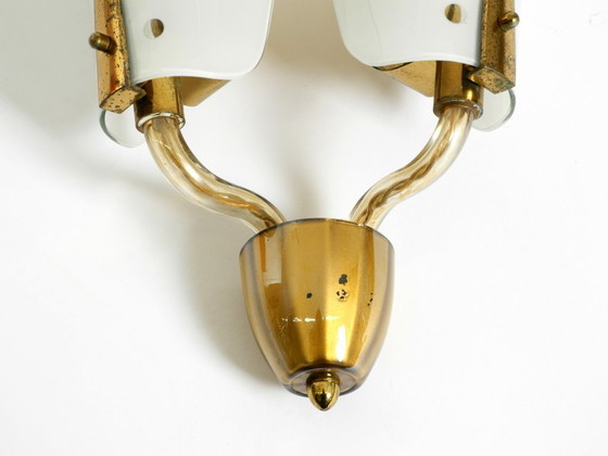 Image 1 of Very beautiful large original Mid Century Modern wall lamp made of brass and glass