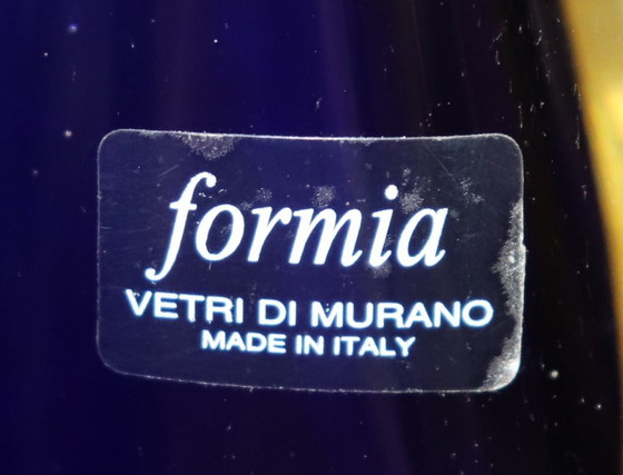 Image 1 of Vase en verre de Murano bleu et jaune par Formia, années 1970