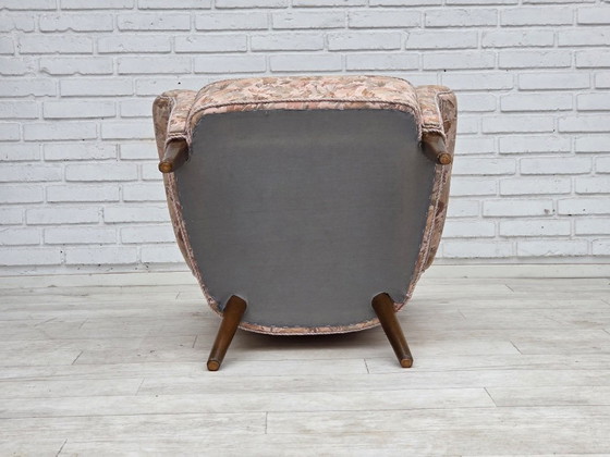 1960s, Danish armchair, furniture jacquard fabric. – Textile, Wood (photo 2 of 15)
