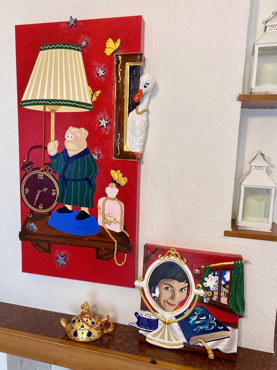 Image 1 of Tableau « Le monde fabuleux d'Amélie » avec horloge