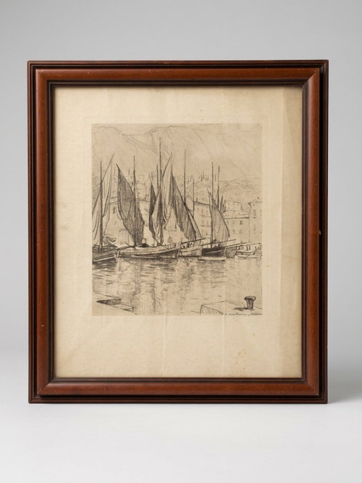 Robert Santerne – Havenzeilbootprent – 40 cm