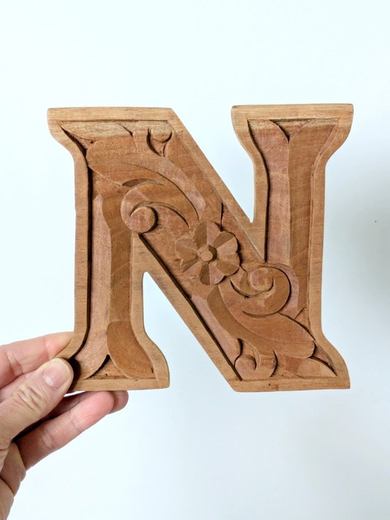 Image 1 of 4 lettere NOEL in legno vintage | Decorazione natalizia intagliata a mano, anni '70