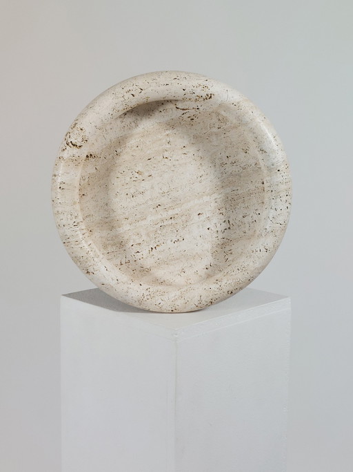 Bol vintage en pierre de travertin fait main, Italie, années 1970 – schalen, Stone