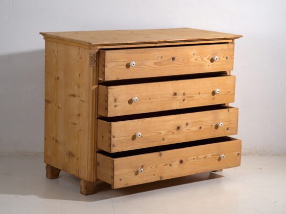 Antique solid pine chest of drawers – Carved rustic European dresser – circa 1900 (photo 6 of 40)