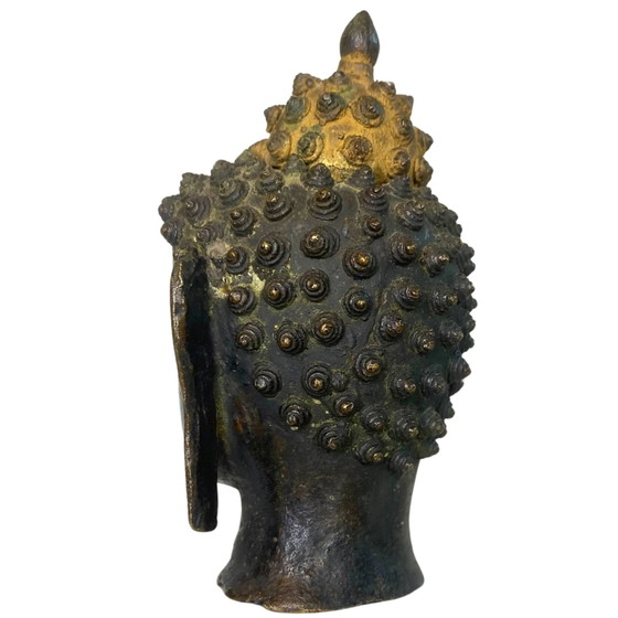 Cabeza de Buda de Bronce - Nepal - Dorado Residual – Esculturas, Bronze, Gold (photo 6 of 21)