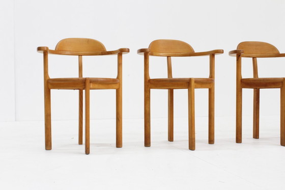 Image 1 of Vintage Deense eetkamerstoelen Brahlstorf grenenhout, jaren 70, set van 4 