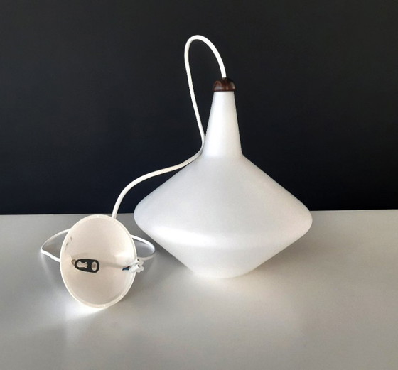 Image 1 of Vintage milk glass pendant lamp, mcm lamp, minimalist hall lamp